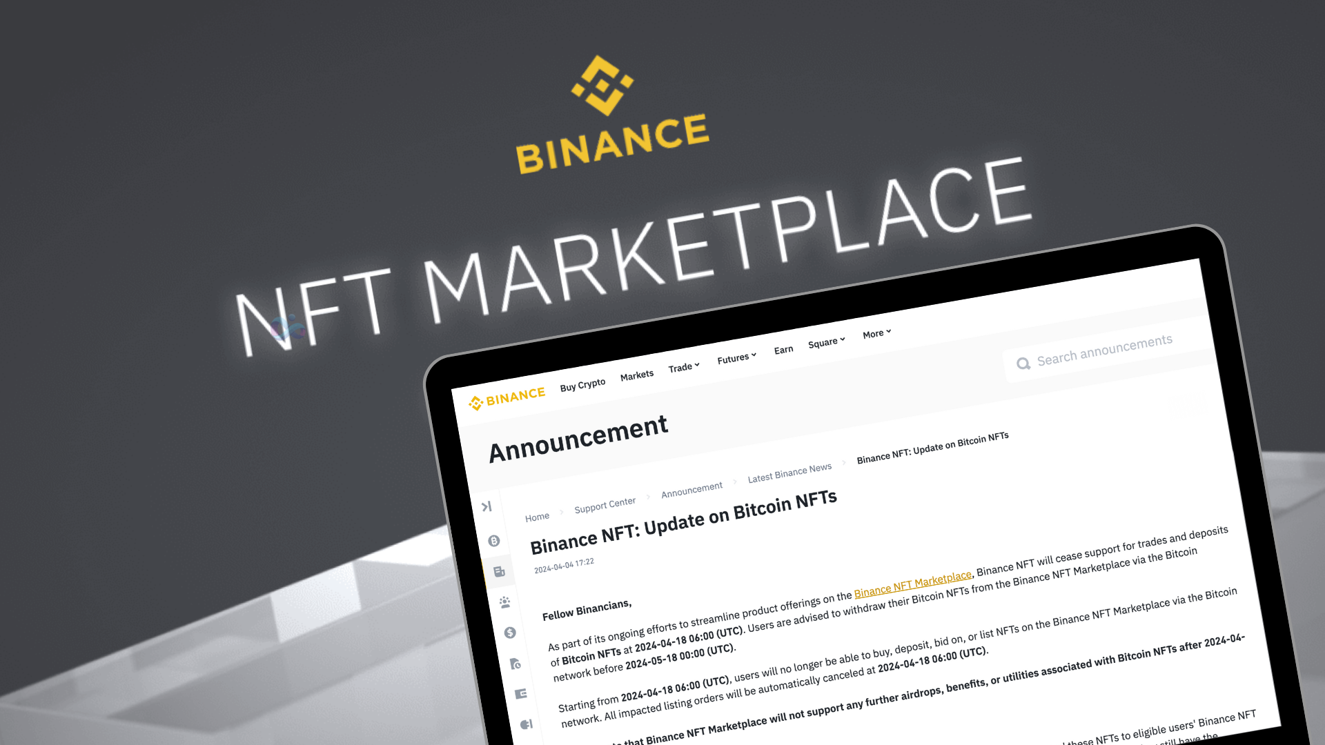 Binance hủy niêm yết bộ sưu tập Bitcoin NFT