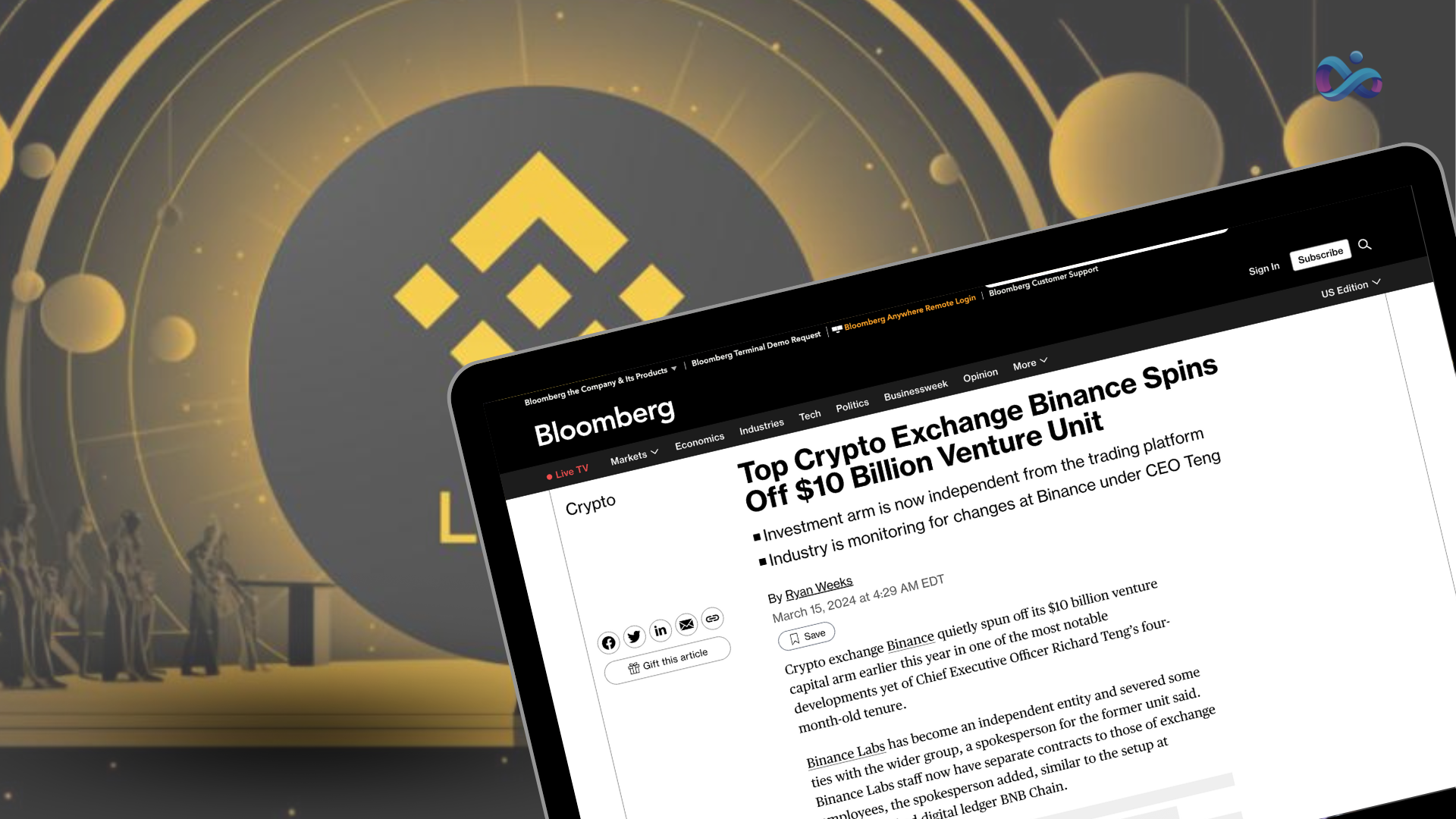 Sàn giao dịch tiền điện tử hàng đầu Binance ra mắt đơn vị đầu tư mạo hiểm trị giá 10 tỷ đô la